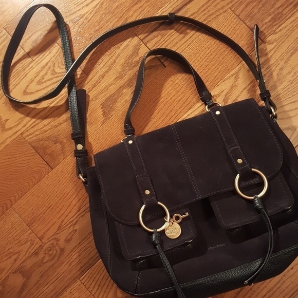 SEE BY CHLOE dark navy leather suade  bag. - Picture 2 of 8